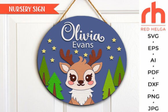 Download Deer Nursery Sign, Woodland Name Sign - Nursery sign Collection