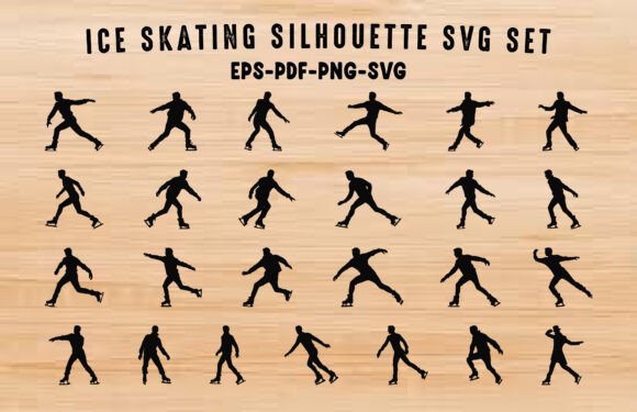 Download Ice Skating SVG Silhouette Clipart Set - Ice skating svg Collection
