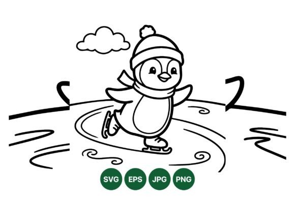 Download Cute Penguin Ice Skating SVG - Ice skating svg Collection